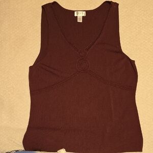 LOFT Dark Brown Crochet Detail Tank Top
